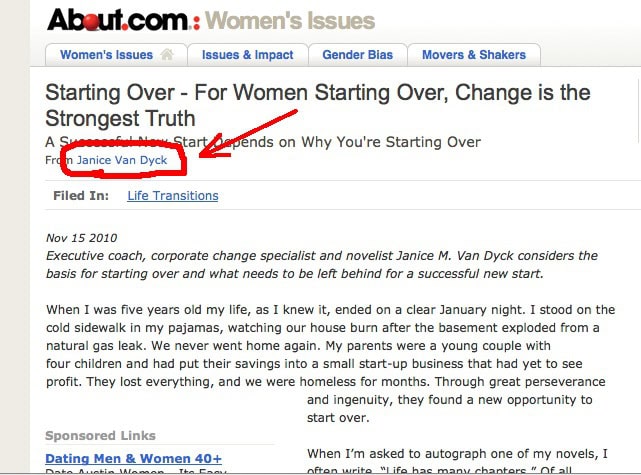 Websightings: Janice Van Dyck on About.com!