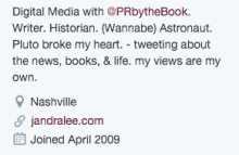 Twitter bio jandralee